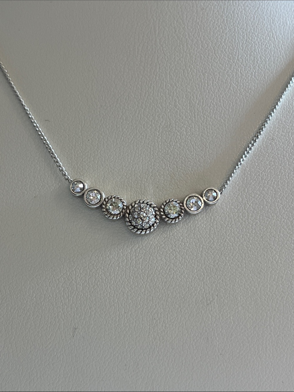 JM0135 Brighton Silver Crystal Rosette Necklace - Clear/Silver